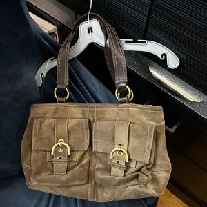 Coach women brown/sand suede bag
